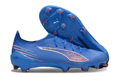 Men's Puma Ultra Ultimate FG Firm Ground Low-Tops Football Boots - Blue/Electric Blue/Coral Accent