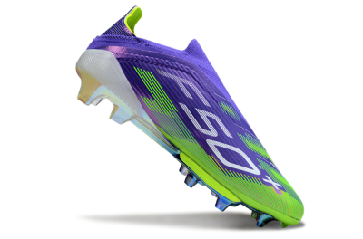 Unisex Adidas F50+ Elite Lightstrike Pro Laceless FG Firm Ground Low-Tops Football Boots - Violet/Lime Burst/Deep Purple