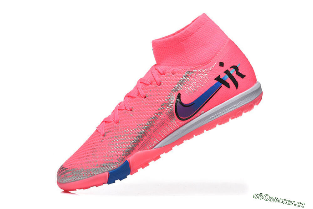 Men's Nike Air Zoom Mercurial Superfly 10 Elite TF Artificial Turf High-Tops Football Shoes - Pink/Electric Pink/Blue Blast 8