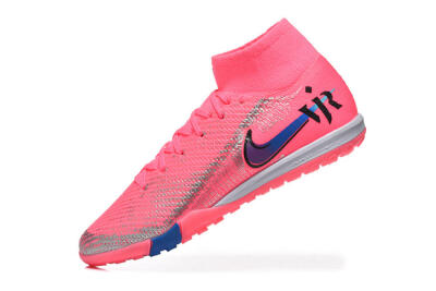 Men's Nike Air Zoom Mercurial Superfly 10 Elite TF Artificial Turf High-Tops Football Shoes - Pink/Electric Pink/Blue Blast