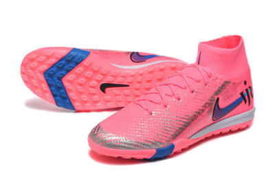 Men's Nike Air Zoom Mercurial Superfly 10 Elite TF Artificial Turf High-Tops Football Shoes - Pink/Electric Pink/Blue Blast