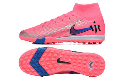Men's Nike Air Zoom Mercurial Superfly 10 Elite TF Artificial Turf High-Tops Football Shoes - Pink/Electric Pink/Blue Blast