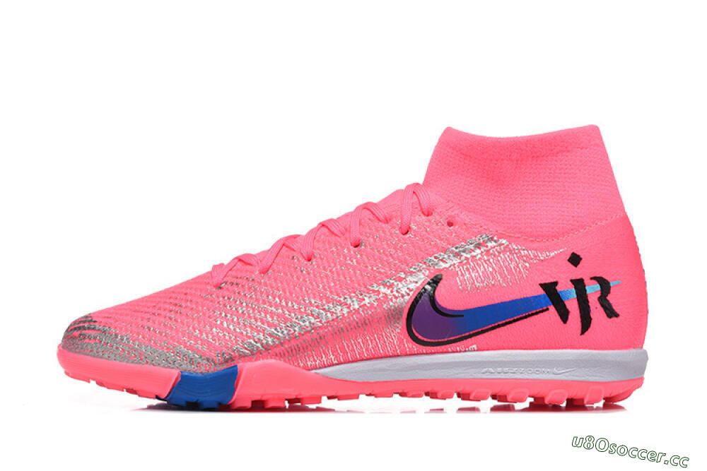 Men's Nike Air Zoom Mercurial Superfly 10 Elite TF Artificial Turf High-Tops Football Shoes - Pink/Electric Pink/Blue Blast 0