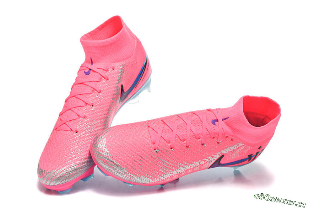 Men's Nike Air Zoom Mercurial Superfly 10 Elite FG Firm Ground High-Tops Football Boots - Pink/Electric Pink/Blue Ice 6