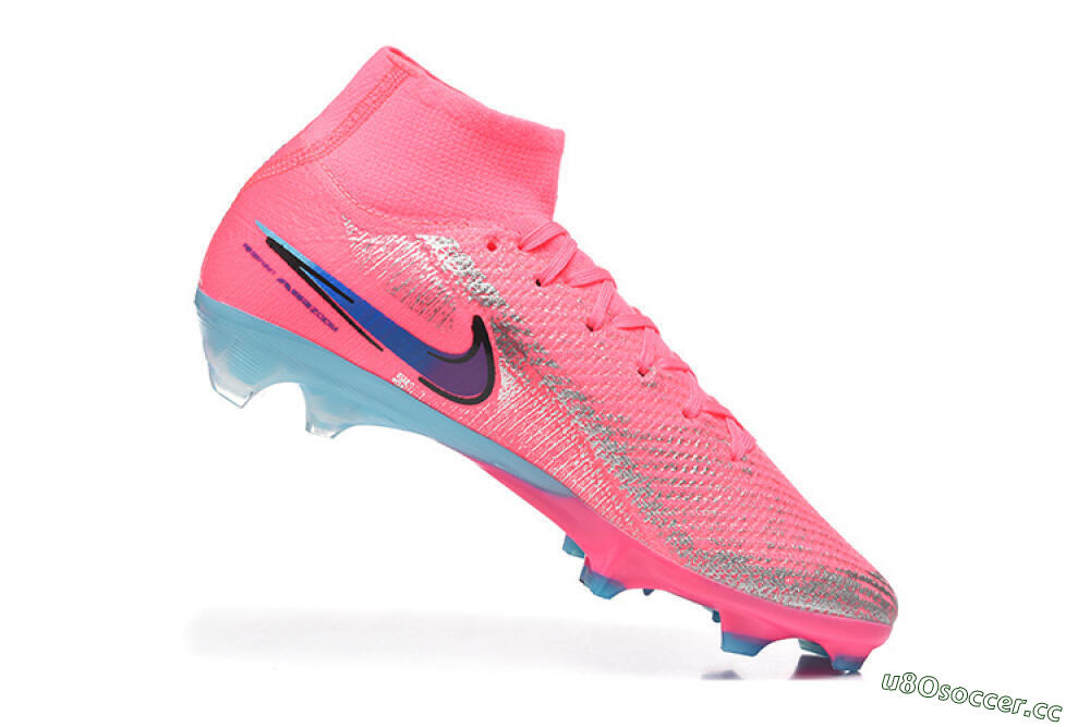 Men's Nike Air Zoom Mercurial Superfly 10 Elite FG Firm Ground High-Tops Football Boots - Pink/Electric Pink/Blue Ice 7