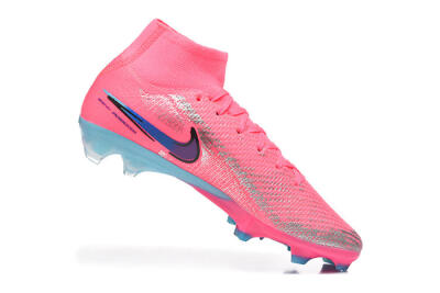 Men's Nike Air Zoom Mercurial Superfly 10 Elite FG Firm Ground High-Tops Football Boots - Pink/Electric Pink/Blue Ice
