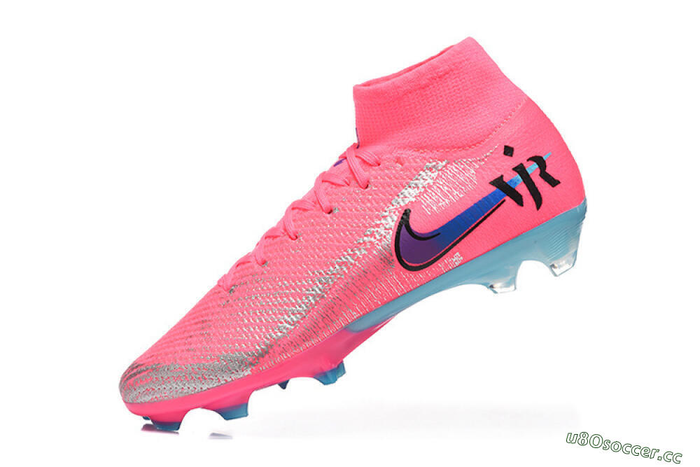 Men's Nike Air Zoom Mercurial Superfly 10 Elite FG Firm Ground High-Tops Football Boots - Pink/Electric Pink/Blue Ice 8