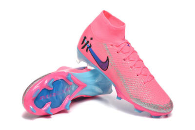 Men's Nike Air Zoom Mercurial Superfly 10 Elite FG Firm Ground High-Tops Football Boots - Pink/Electric Pink/Blue Ice