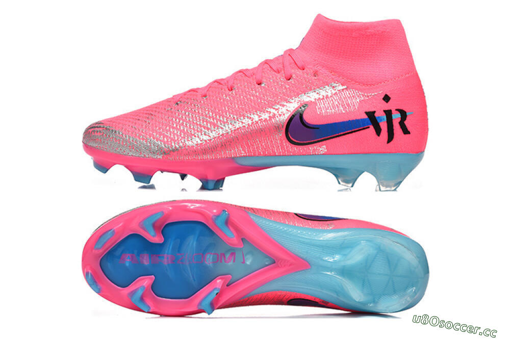 Men's Nike Air Zoom Mercurial Superfly 10 Elite FG Firm Ground High-Tops Football Boots - Pink/Electric Pink/Blue Ice 1