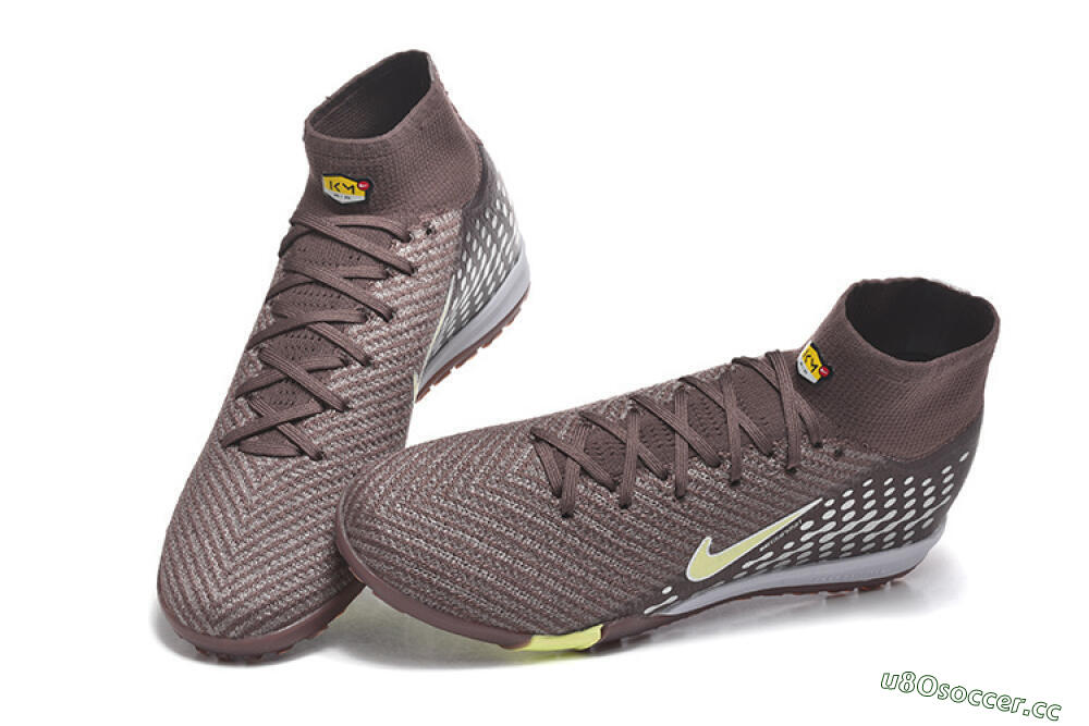 Men's Nike Air Zoom Mercurial Superfly 10 Elite TF Artificial Turf High-Tops Football Shoes - Brown/Lime Green/Gray 6
