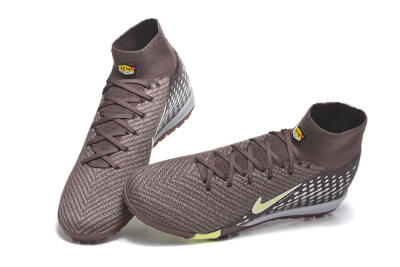 Men's Nike Air Zoom Mercurial Superfly 10 Elite TF Artificial Turf High-Tops Football Shoes - Brown/Lime Green/Gray