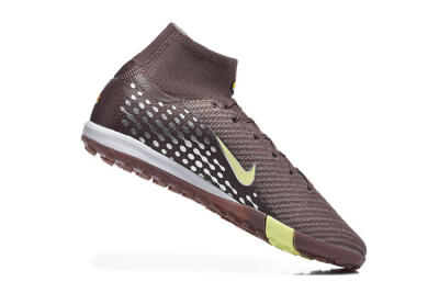 Men's Nike Air Zoom Mercurial Superfly 10 Elite TF Artificial Turf High-Tops Football Shoes - Brown/Lime Green/Gray