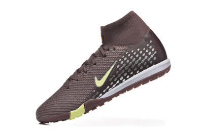 Men's Nike Air Zoom Mercurial Superfly 10 Elite TF Artificial Turf High-Tops Football Shoes - Brown/Lime Green/Gray