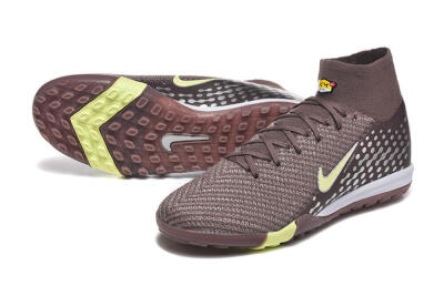 Men's Nike Air Zoom Mercurial Superfly 10 Elite TF Artificial Turf High-Tops Football Shoes - Brown/Lime Green/Gray