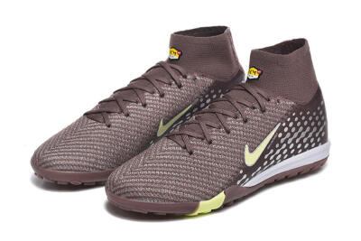 Men's Nike Air Zoom Mercurial Superfly 10 Elite TF Artificial Turf High-Tops Football Shoes - Brown/Lime Green/Gray
