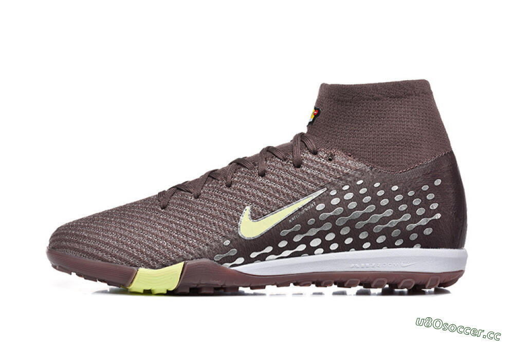 Men's Nike Air Zoom Mercurial Superfly 10 Elite TF Artificial Turf High-Tops Football Shoes - Brown/Lime Green/Gray 0