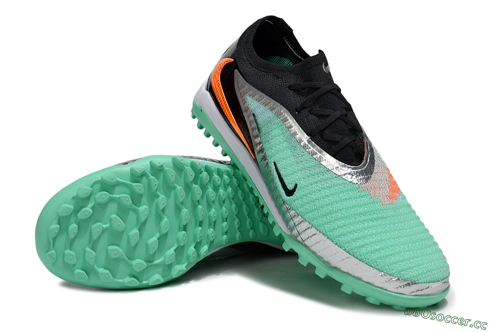 Unisex Nike Phantom 6 Low Elite TF Artificial Turf Low-Tops Football Shoes - Green/Mint Green/Black Orange 4