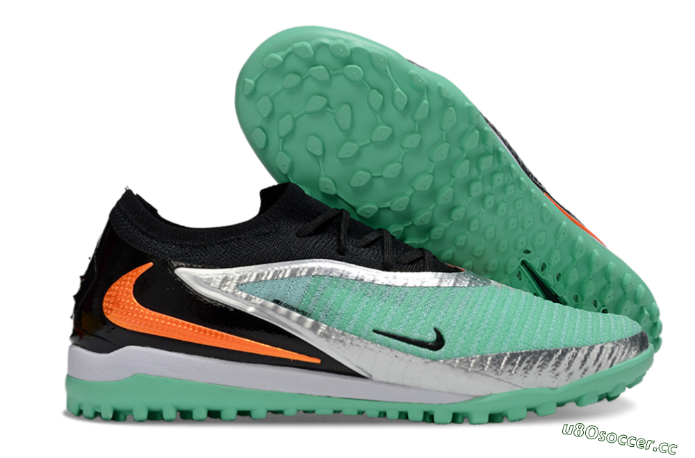 Unisex Nike Phantom 6 Low Elite TF Artificial Turf Low-Tops Football Shoes - Green/Mint Green/Black Orange 2