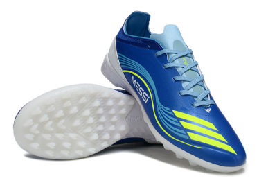 Unisex Messi x Adidas F50 Pro TF Artificial Turf Low-Tops Football Shoes - Blue/Neon Green/White