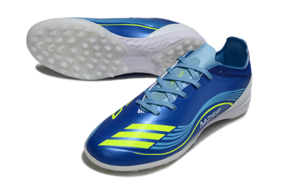 Unisex Messi x Adidas F50 Pro TF Artificial Turf Low-Tops Football Shoes - Blue/Neon Green/White