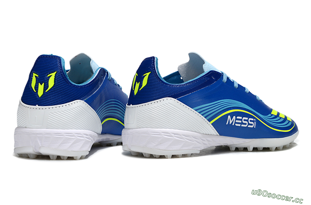 Unisex Messi x Adidas F50 Pro TF Artificial Turf Low-Tops Football Shoes - Blue/Neon Green/White 7