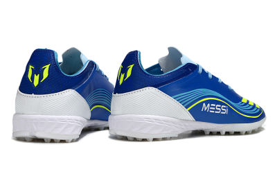 Unisex Messi x Adidas F50 Pro TF Artificial Turf Low-Tops Football Shoes - Blue/Neon Green/White
