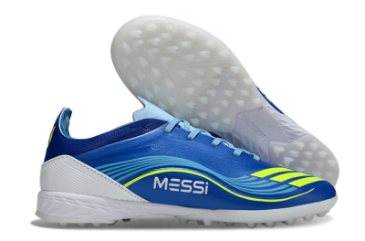 Unisex Messi x Adidas F50 Pro TF Artificial Turf Low-Tops Football Shoes - Blue/Neon Green/White