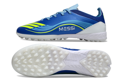 Unisex Messi x Adidas F50 Pro TF Artificial Turf Low-Tops Football Shoes - Blue/Neon Green/White