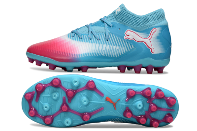 Men's Puma Future 8 Ultimate MG Multi Ground Low-Tops Football Boots - Blue/Sky Blue/Fuchsia Pink