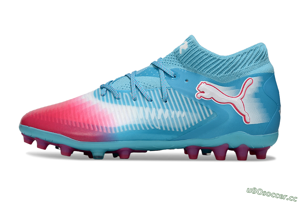 Men's Puma Future 8 Ultimate MG Multi Ground Low-Tops Football Boots - Blue/Sky Blue/Fuchsia Pink 0