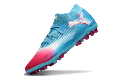 Men's Puma Future 8 Ultimate MG Multi Ground Low-Tops Football Boots - Blue/Sky Blue/Fuchsia Pink