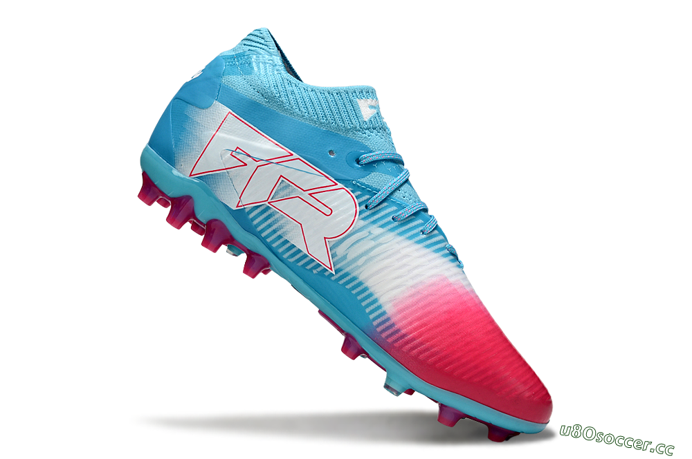 Men's Puma Future 8 Ultimate MG Multi Ground Low-Tops Football Boots - Blue/Sky Blue/Fuchsia Pink 4