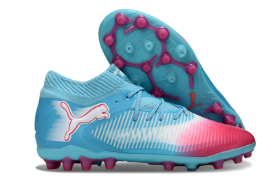 Men's Puma Future 8 Ultimate MG Multi Ground Low-Tops Football Boots - Blue/Sky Blue/Fuchsia Pink