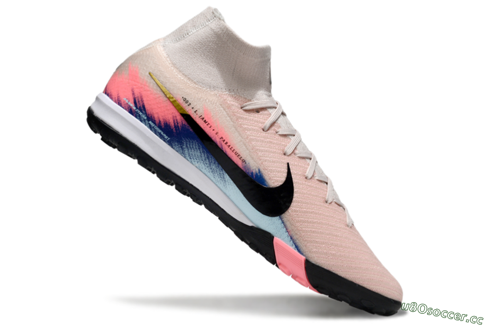Unisex Nike Air Zoom Mercurial Superfly 10 Elite TF Artificial Turf High-Tops Football Shoes - Pink/Soft Pink/Light Blue 5