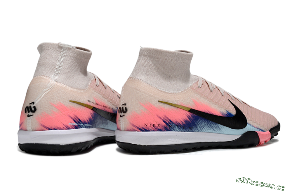 Unisex Nike Air Zoom Mercurial Superfly 10 Elite TF Artificial Turf High-Tops Football Shoes - Pink/Soft Pink/Light Blue 7