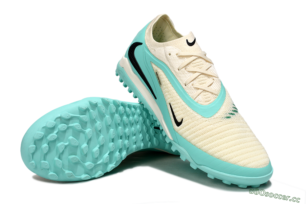 Men's Nike Phantom 6 Low Elite TF Artificial Turf Low-Tops Football Shoes - Aqua/Soft Cream/Turquoise Splash 3
