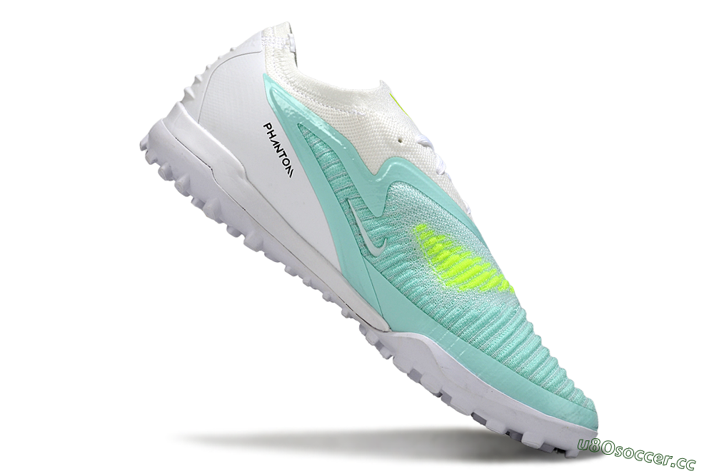 Men's Nike Phantom 6 Low Elite TF Artificial Turf Low-Tops Football Shoes - Aqua/Lime Green/White 4