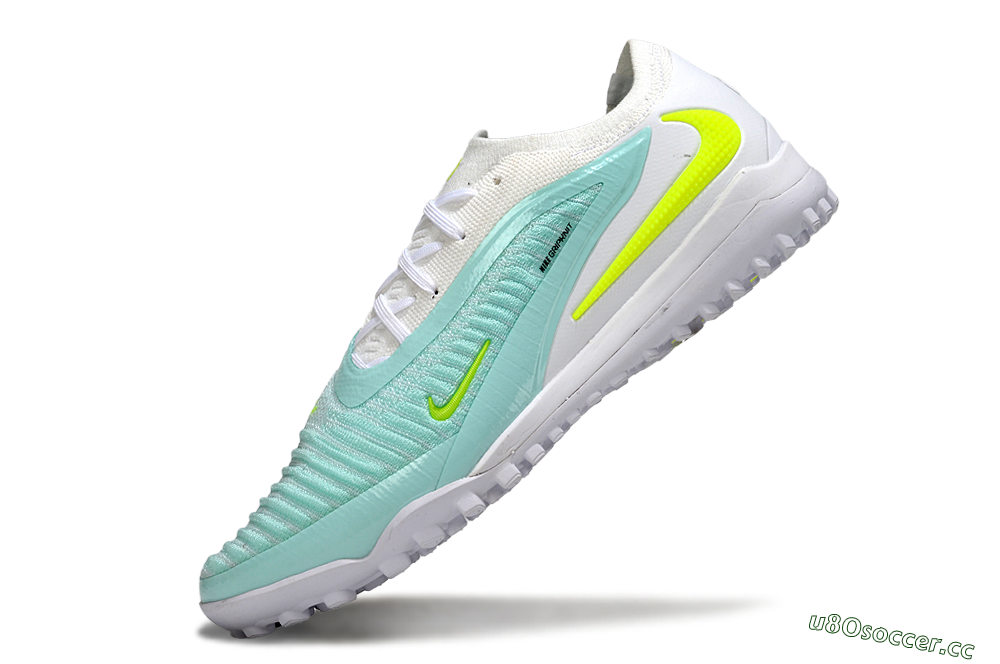 Men's Nike Phantom 6 Low Elite TF Artificial Turf Low-Tops Football Shoes - Aqua/Lime Green/White 5