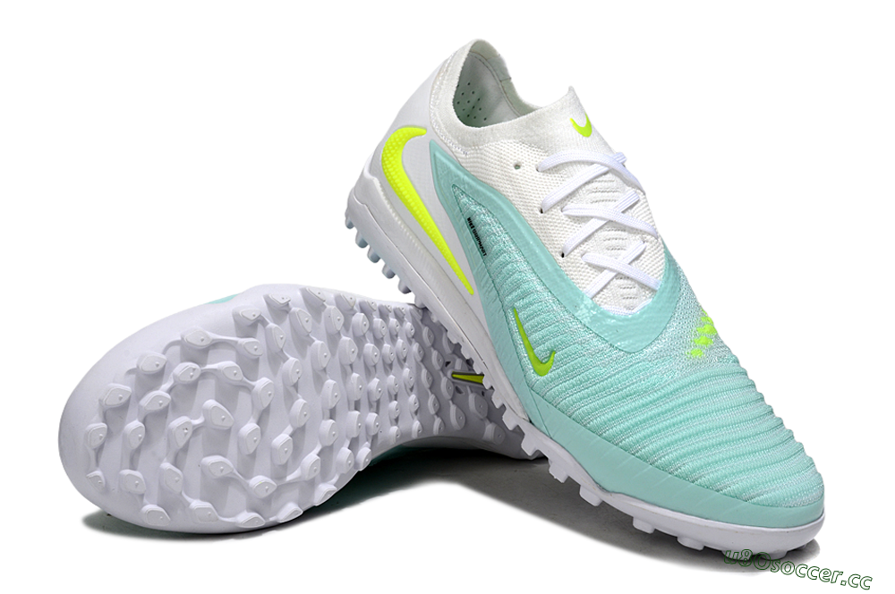 Men's Nike Phantom 6 Low Elite TF Artificial Turf Low-Tops Football Shoes - Aqua/Lime Green/White 3