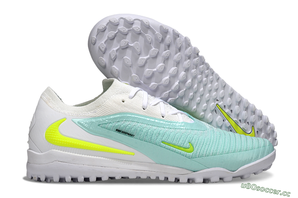 Men's Nike Phantom 6 Low Elite TF Artificial Turf Low-Tops Football Shoes - Aqua/Lime Green/White 2