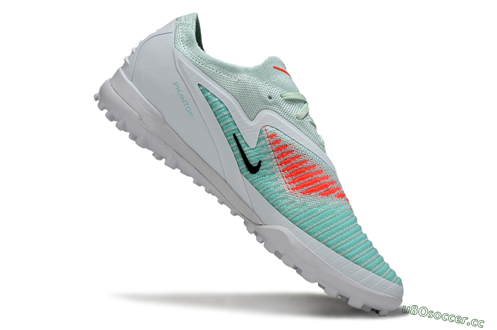 Men's Nike Phantom 6 Low Elite TF Artificial Turf Low-Tops Football Shoes - Aqua/Coral Breeze/White Glow 4