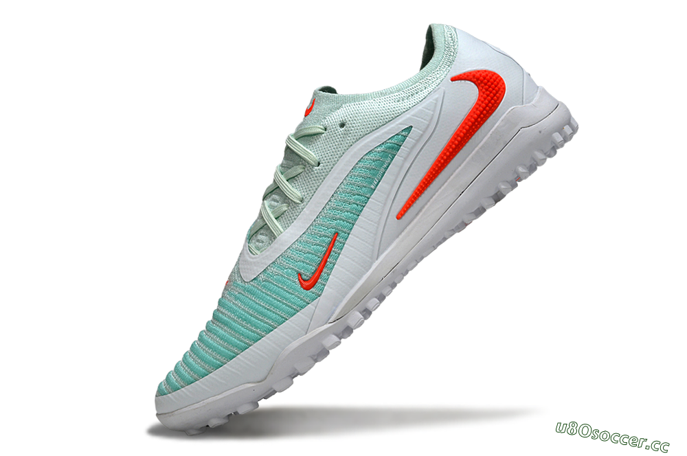 Men's Nike Phantom 6 Low Elite TF Artificial Turf Low-Tops Football Shoes - Aqua/Coral Breeze/White Glow 5