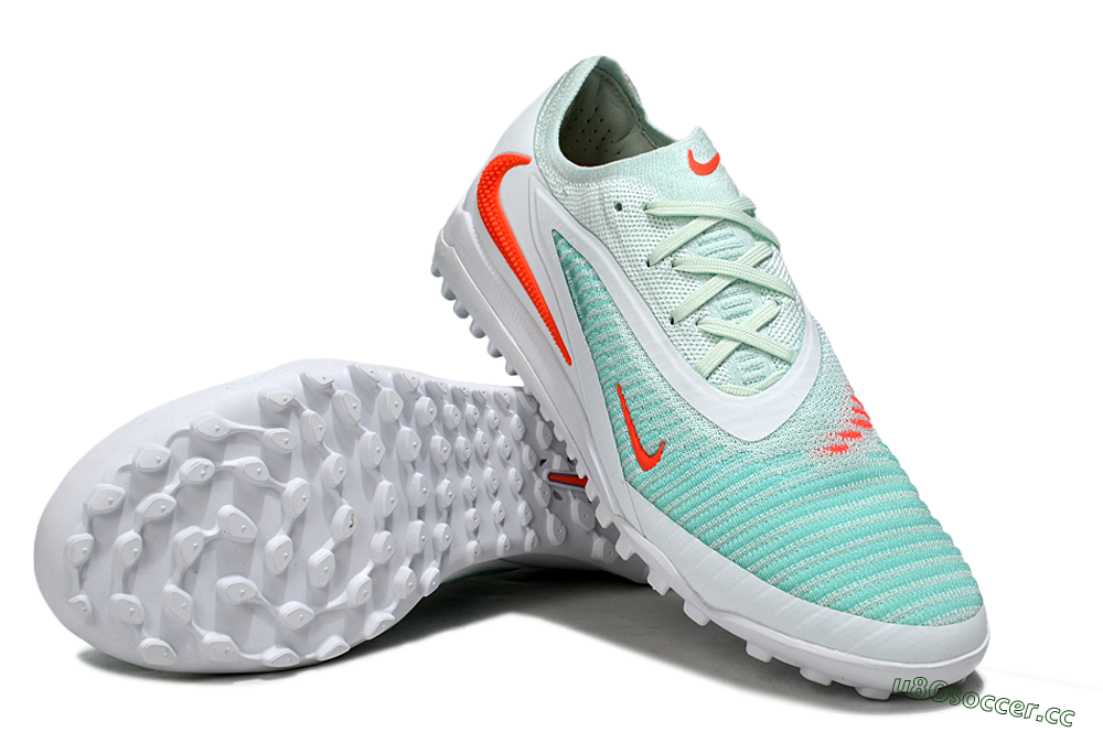 Men's Nike Phantom 6 Low Elite TF Artificial Turf Low-Tops Football Shoes - Aqua/Coral Breeze/White Glow 3