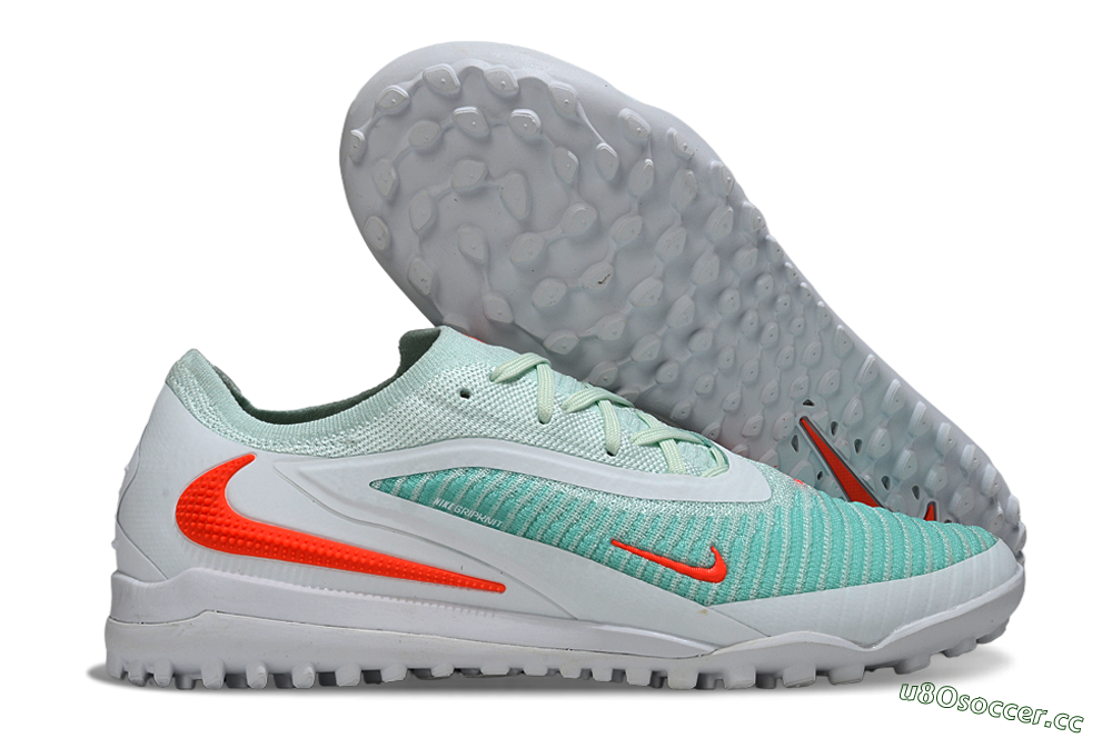 Men's Nike Phantom 6 Low Elite TF Artificial Turf Low-Tops Football Shoes - Aqua/Coral Breeze/White Glow 2