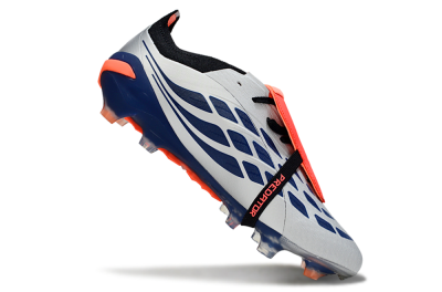 Men's Adidas Predator 26 Elite Fold-Over Tongue FG Firm Ground Low-Tops Football Boots - Gray/Navy Blue/Orange