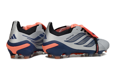 Men's Adidas Predator 26 Elite Fold-Over Tongue FG Firm Ground Low-Tops Football Boots - Gray/Navy Blue/Orange