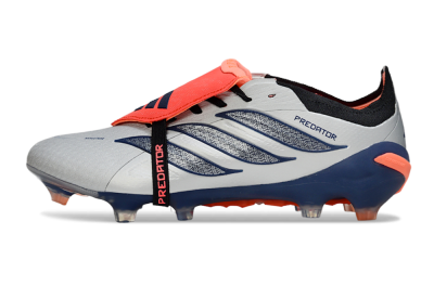 Men's Adidas Predator 26 Elite Fold-Over Tongue FG Firm Ground Low-Tops Football Boots - Gray/Navy Blue/Orange