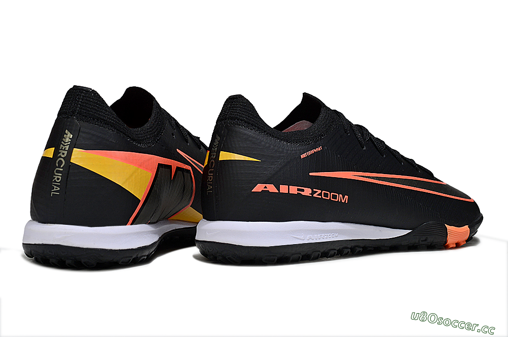 Unisex Nike Air Zoom Mercurial Vapor 16 Elite TF Artificial Turf Low-Tops Football Shoes - Black/Electric Orange/Gold Rush 6