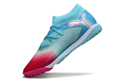 Men's Puma Future 8 Ultimate TF Artificial Turf Low-Tops Football Shoes - Aqua/Coral Pink/Soft Blue