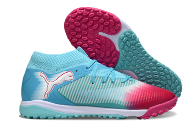 Men's Puma Future 8 Ultimate TF Artificial Turf Low-Tops Football Shoes - Aqua/Coral Pink/Soft Blue